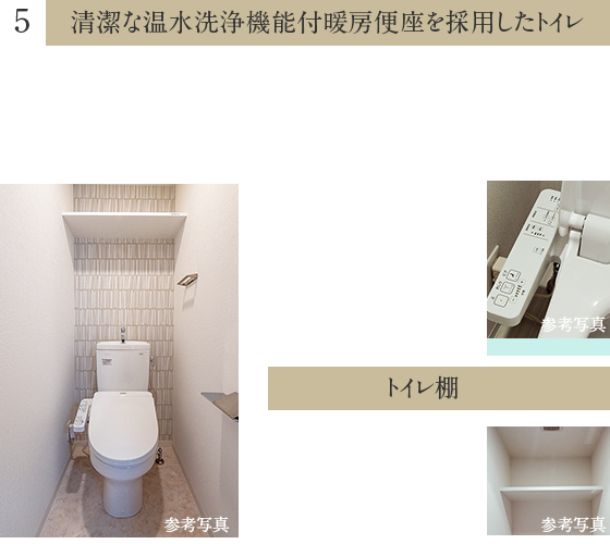 清潔な温水洗浄機能付暖房便座を採用したトイレ